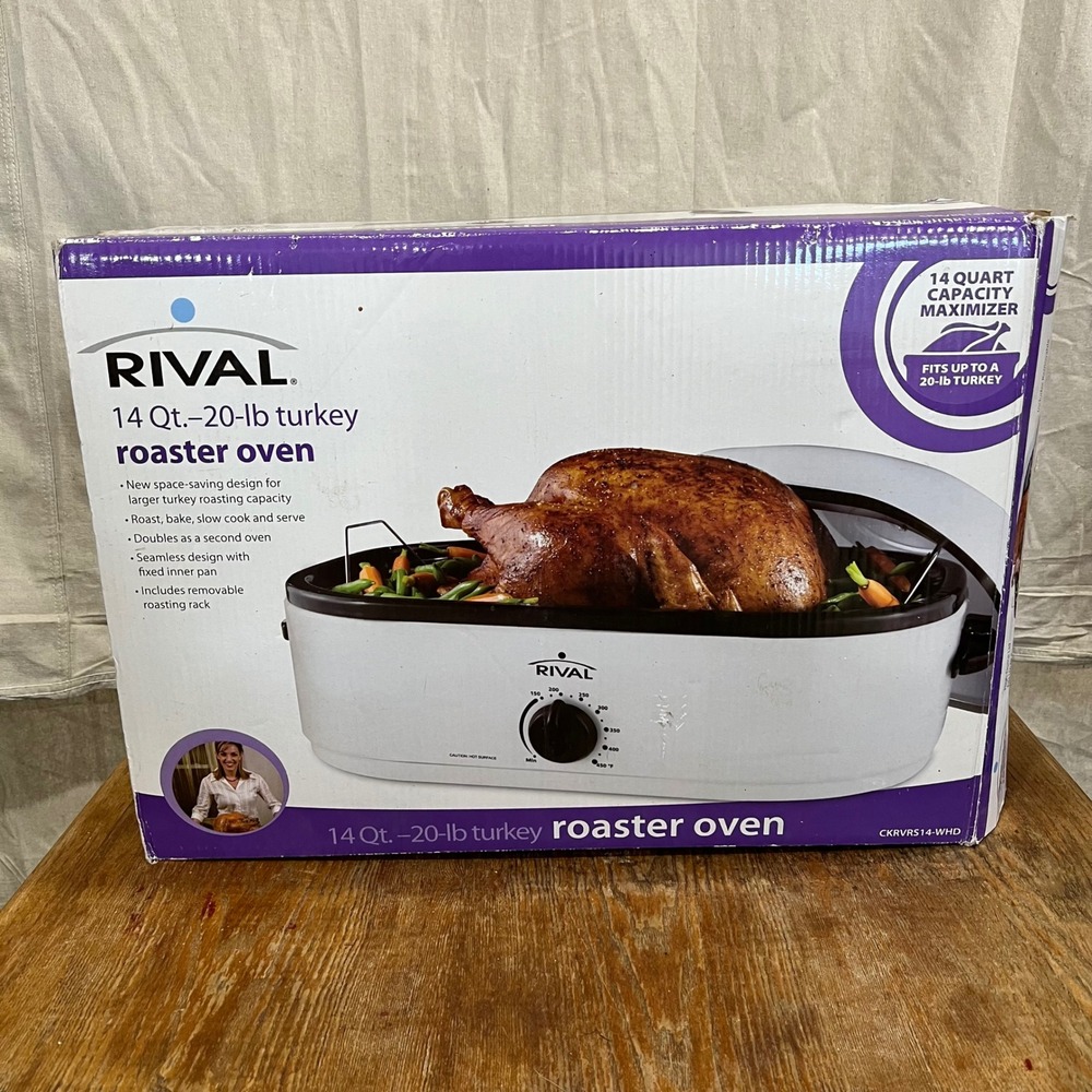 Rival 14 Qt 20lb Turkey Roaster Oven White CKRVRS14-WHD New Boxed